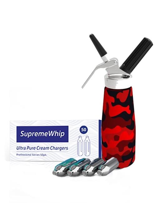 Starter Packs - SupremeWhip Cream Chargers + 0.5L Red Camo Print Dispenser