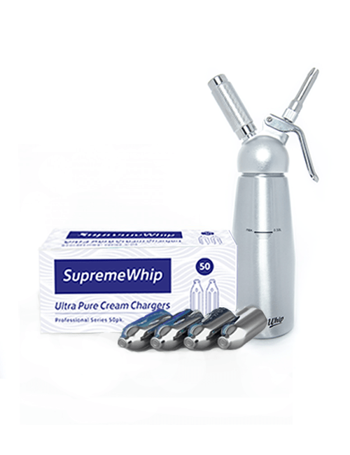 Starter Packs - SupremeWhip Cream Chargers + 1L Full Metal Dispenser SILVER