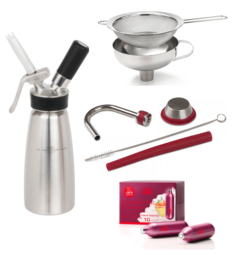 Starter Pack PRO - iSi PRO Gastro Set - 0.5L Whipper - Chargers - Funnel - Seive - Rapid Infusion